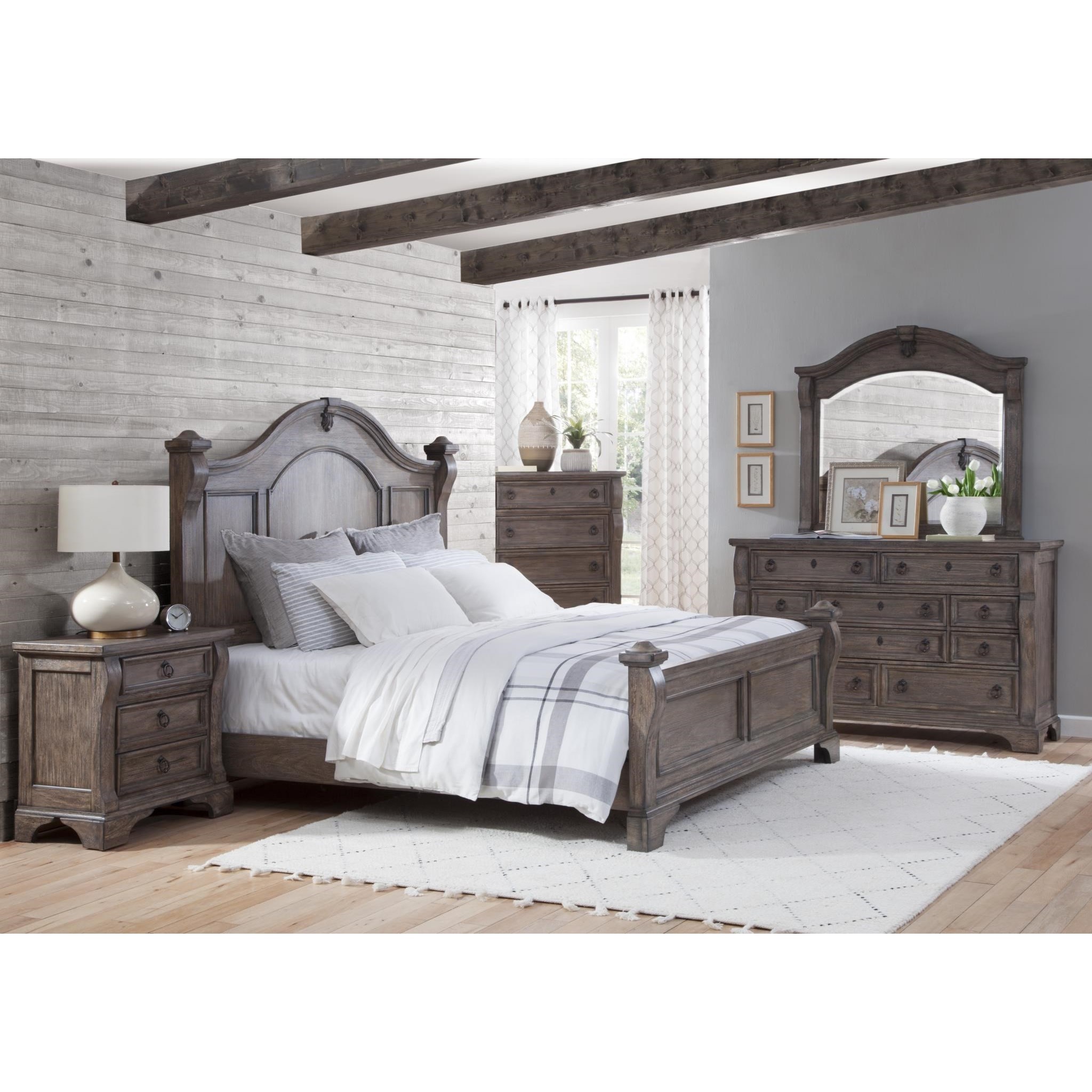 American Woodcrafters Heirloom Traditional King Low Post Mansion Bed